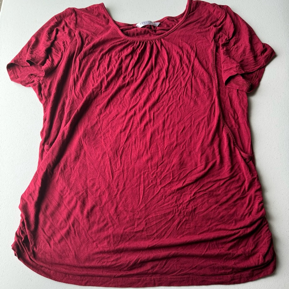 Ekouaer Ruched Nursing/Maternity Shirt | Size XL